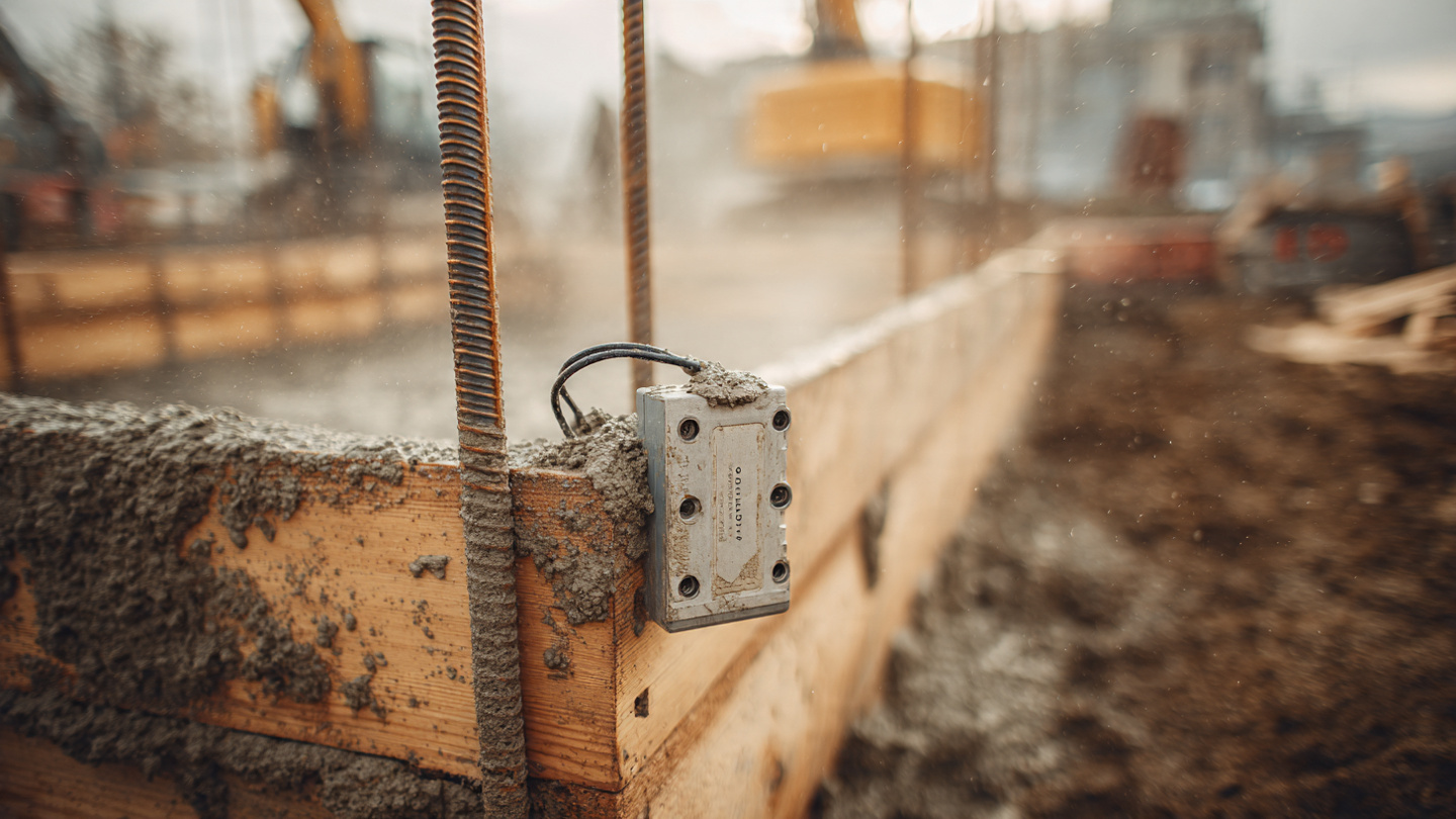 Wireless concrete maturity sensor embedded in a residential foundation pour